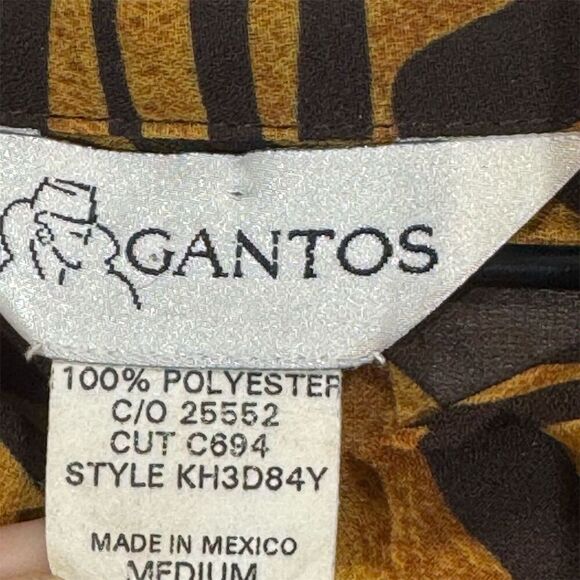 Vintage Gantos Animal Print Blouse Medium Zebra Tiger Floral Button Down 90s - Picture 8 of 8